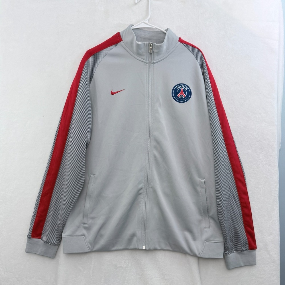 Nike Track Jacket Mens 2XL Gray Full Zip PSG Paris Saint Germain Performance